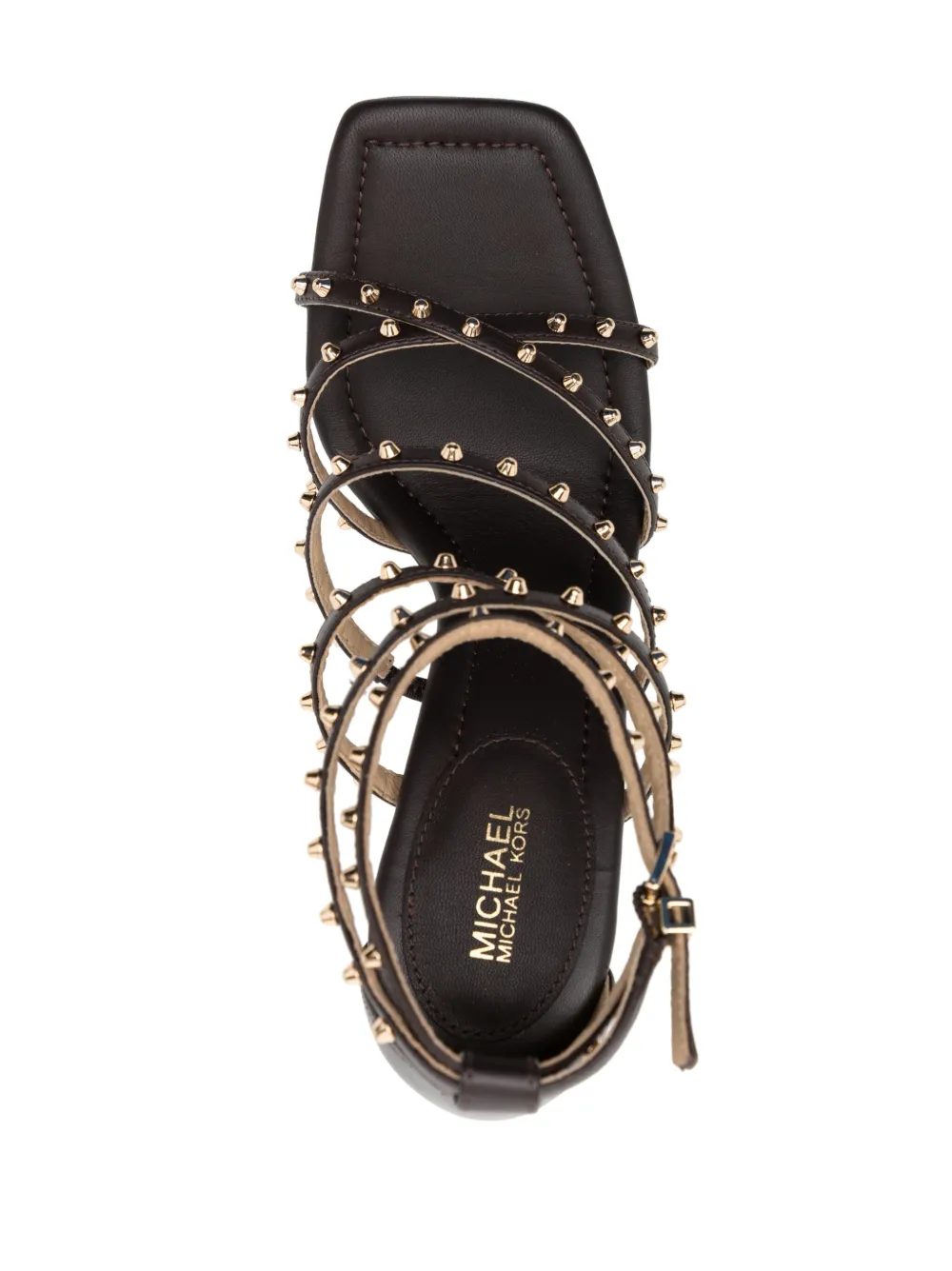 Michael Kors Imani 100mm stud-detail Sandals | Brown | FARFETCH