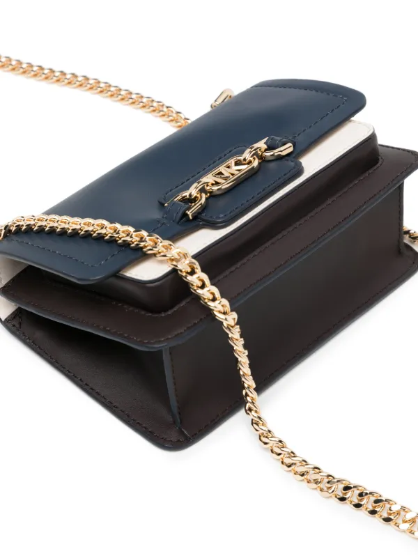 Michael kors black shop leather bag gold chain