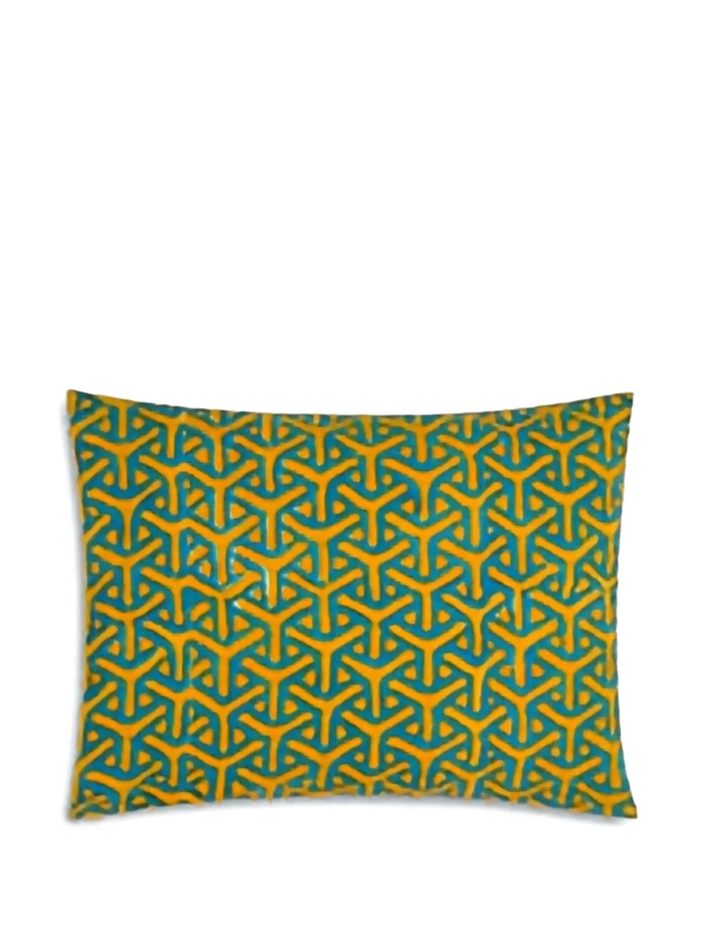 Lisa Corti Floral Geometric Cushion In Blue