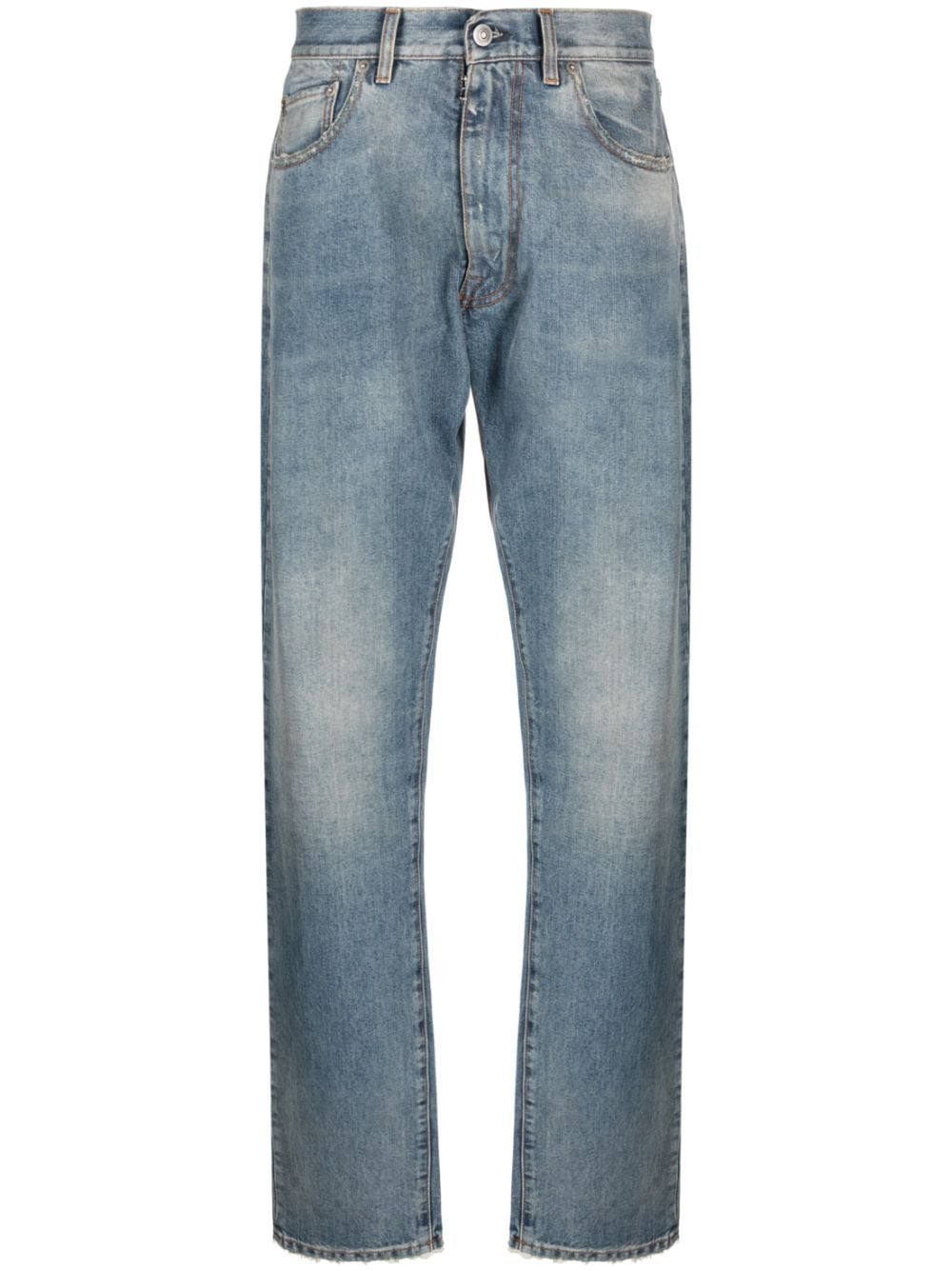 Maison Margiela Distressed Straight-leg Jeans In Blue