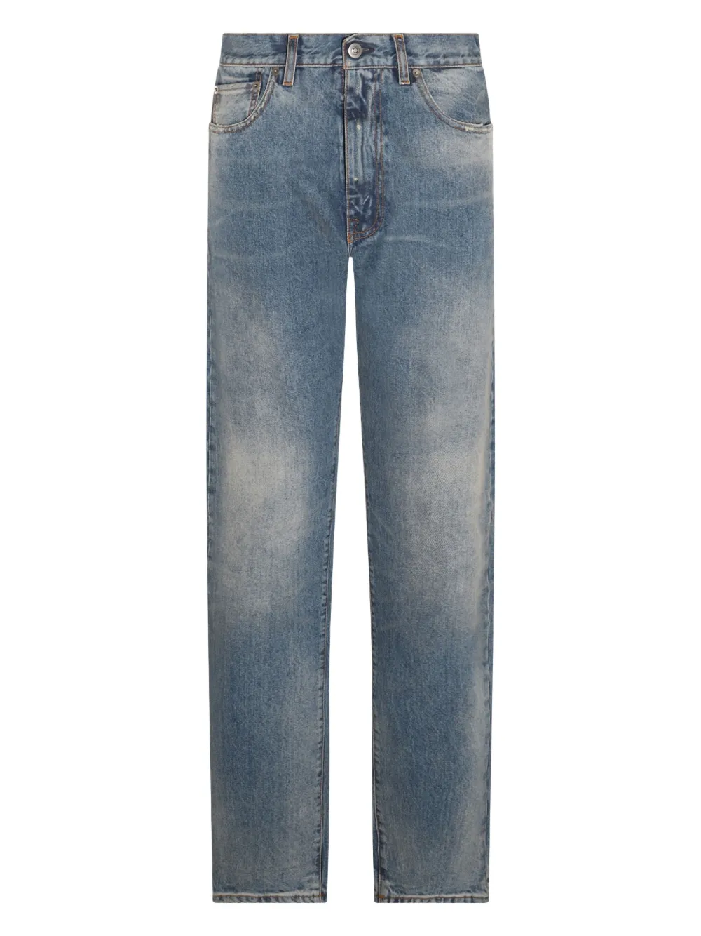 distressed straight-leg jeans