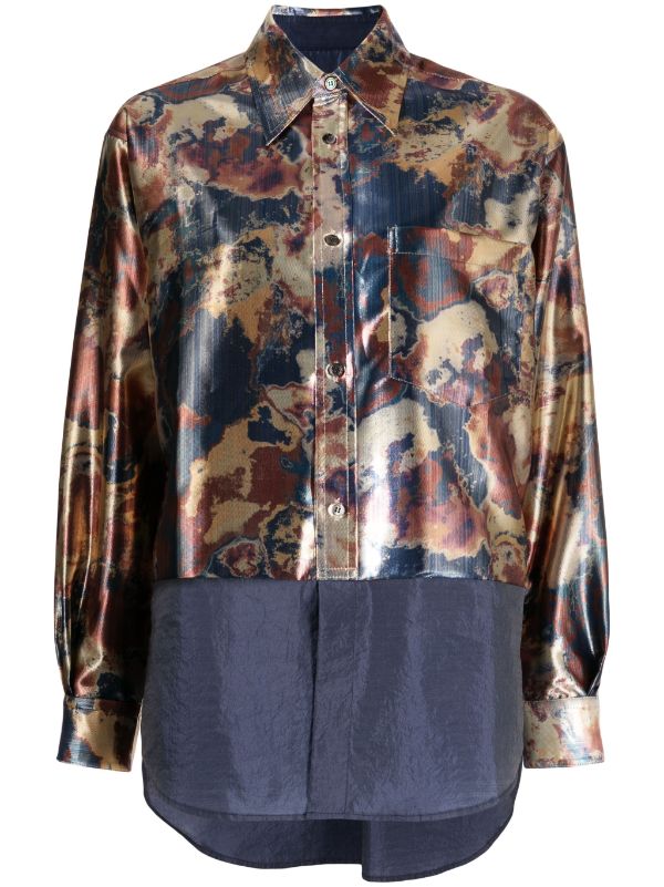 absttoga pulla abstract-print panelled shirt - シャツ/ブラウス(七