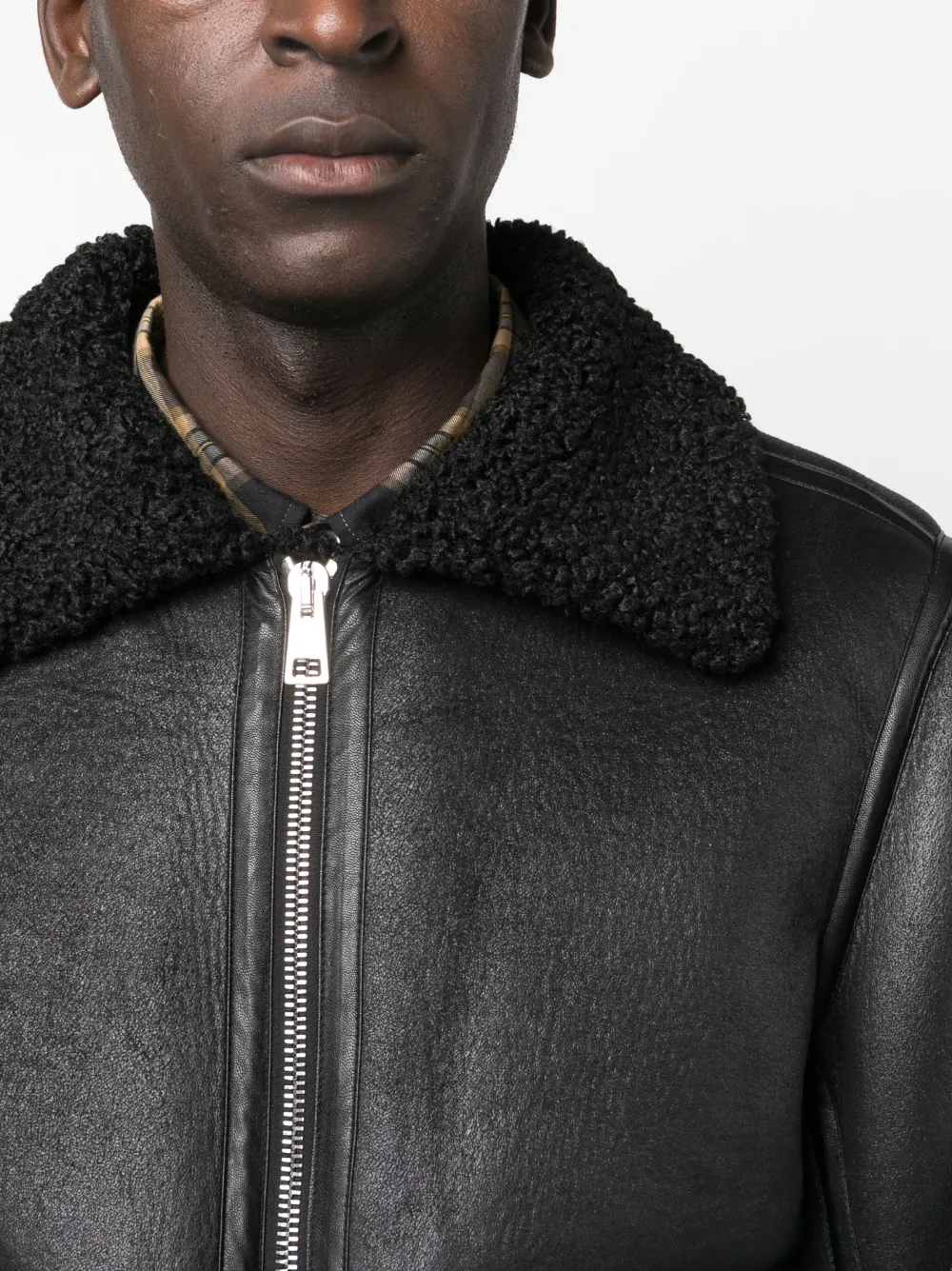 faux-shearling trim bomber jacket