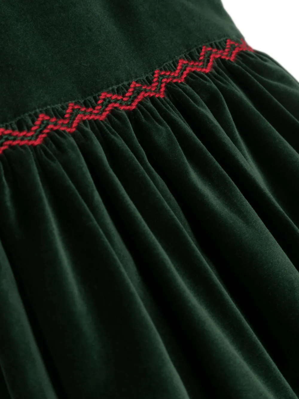 Siola Velvet-effect Embroidered-detail Dress In Green