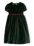 Siola velvet-effect embroidered-detail dress - Green