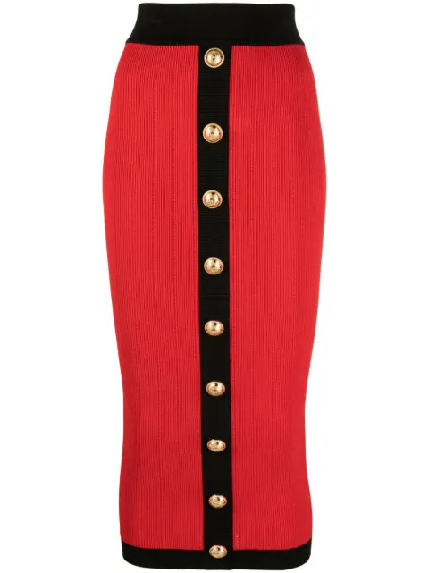 Balmain falda midi con diseño tejido y botones