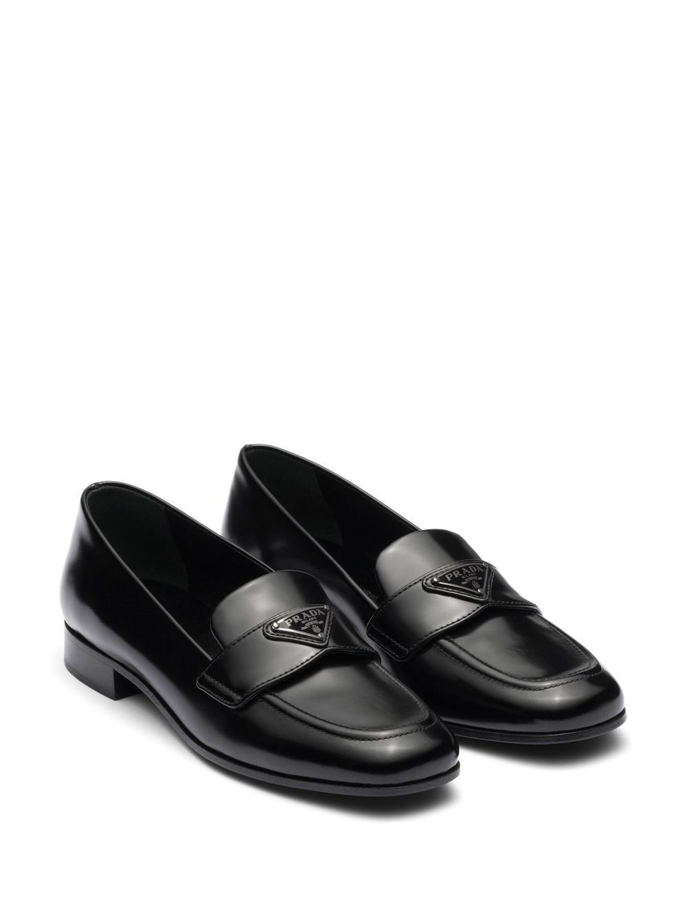 Image 2 of Prada logo-plaque leather loafers