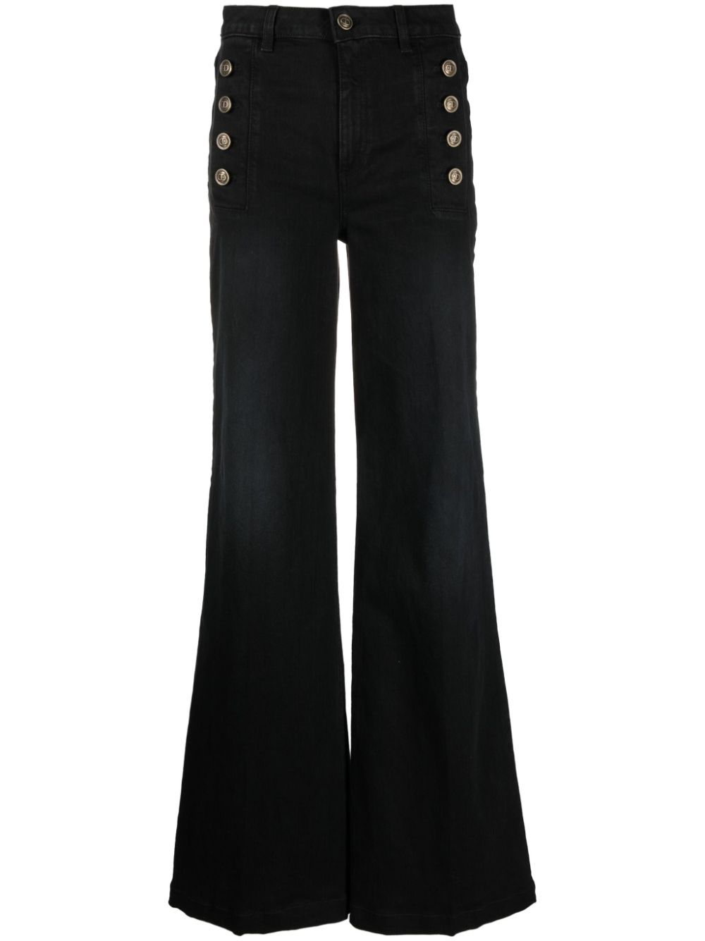 Twinset High-waist Wide-leg Trousers In Black