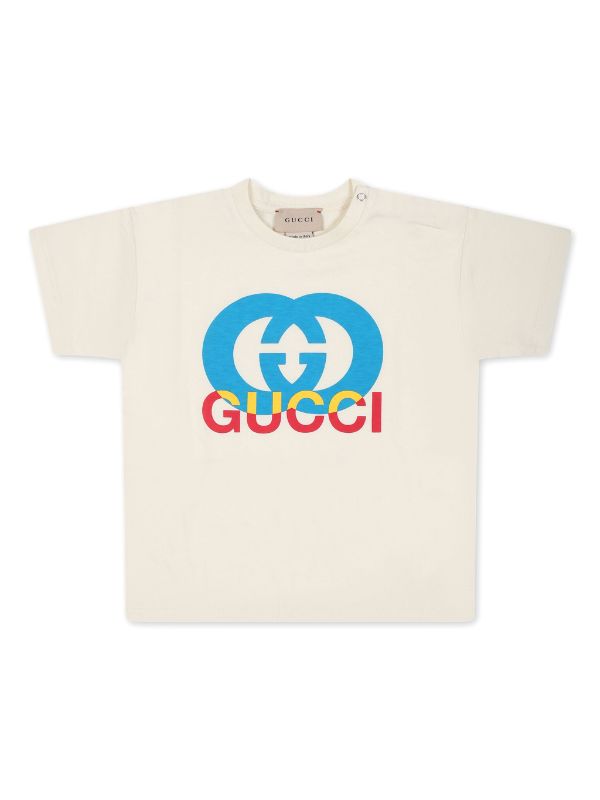 Gucci Kids Interlocking G-logo Cotton T-shirt | Neutrals | FARFETCH IE