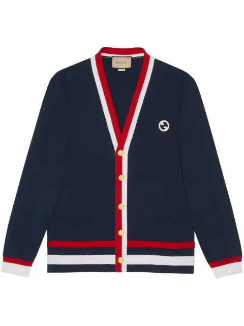Gucci Interlocking G logo-patch wool cardigan