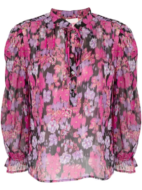 LIU JO floral-print tie-neck blouse