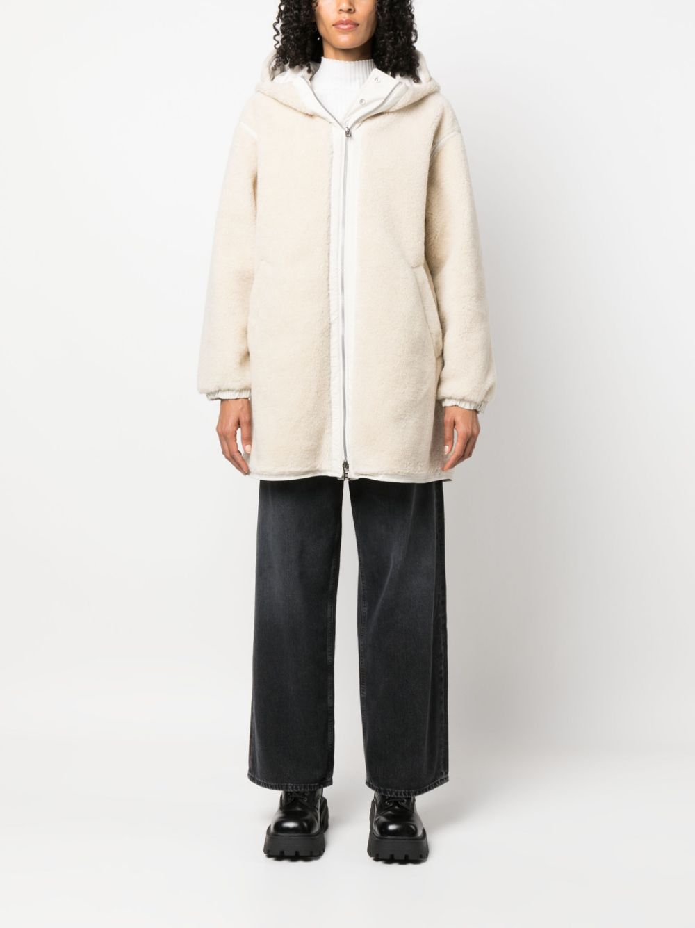 Woolrich reversible shearling hooded parka - Beige