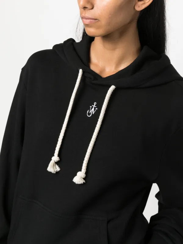 JW Anderson logo-embroidered Cotton Blend Hoodie | Black