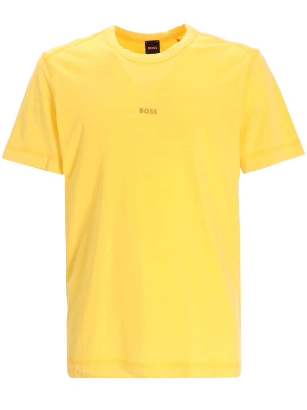 Hugo Boss Logo-print Cotton T-shirt In Yellow