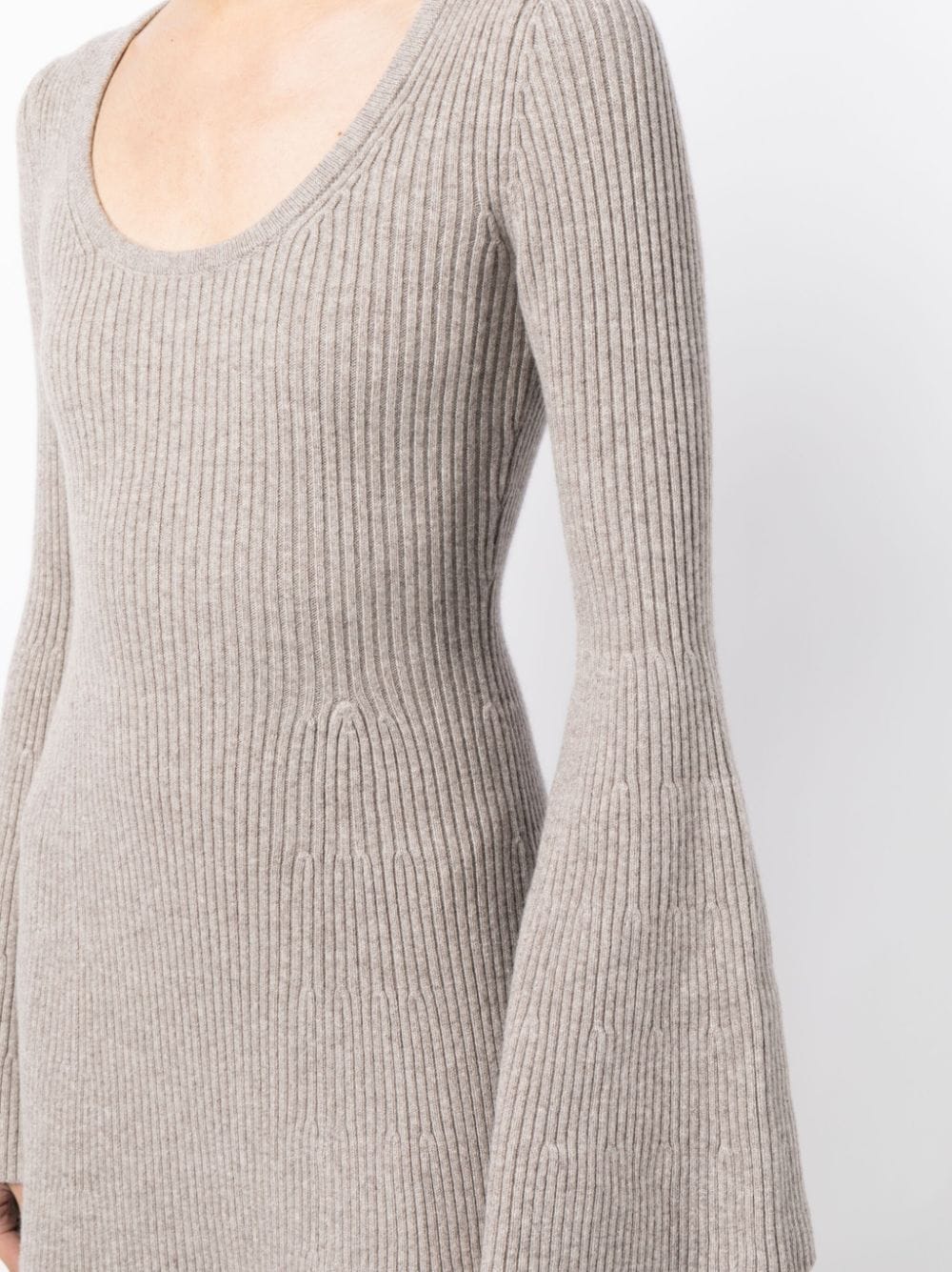Shop Michael Kors Ribbed-knit Cashmere Blend Dress In Brown