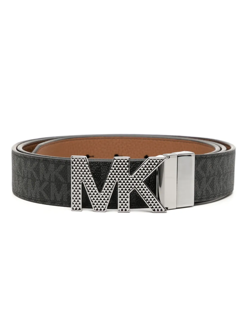 Shop Michael Kors Monogram-pattern Leather Belt In Black