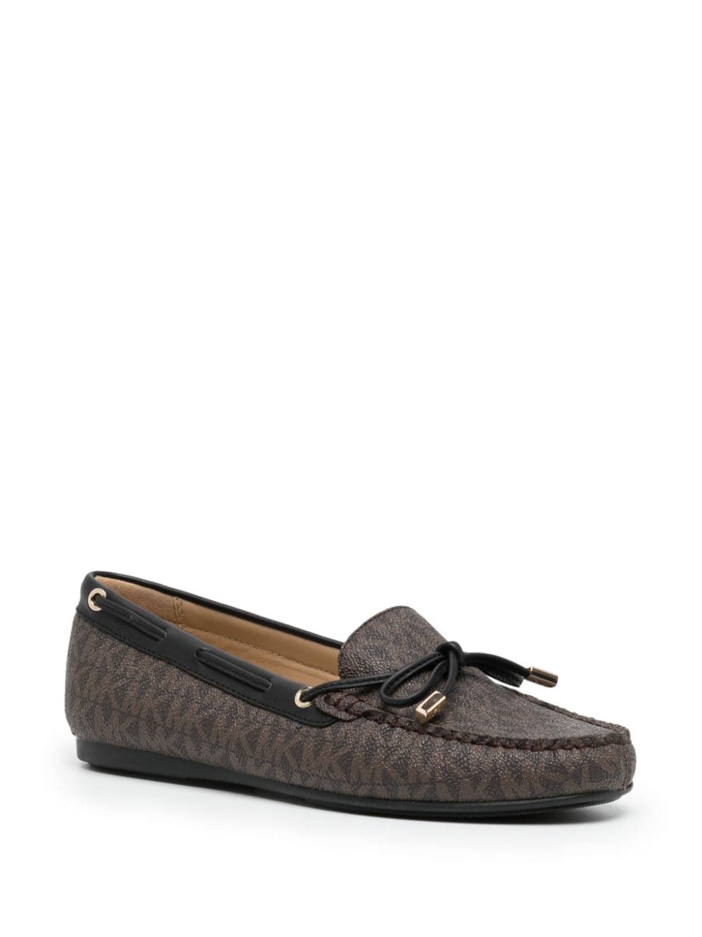 Shop Michael Kors Sutton Monogram-pattern Loafers In Brown
