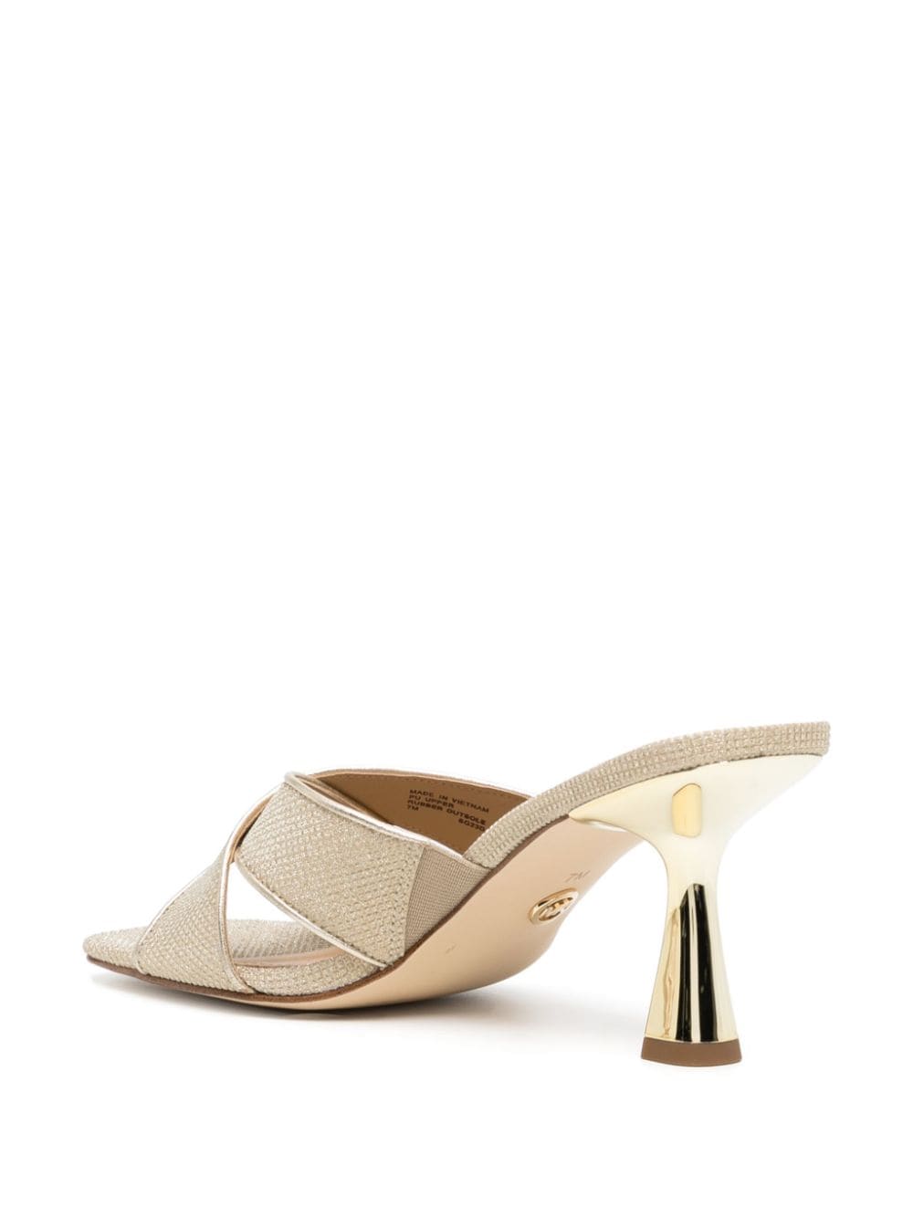 Shop Michael Kors Clara 80mm Open-toe Mules In Gold