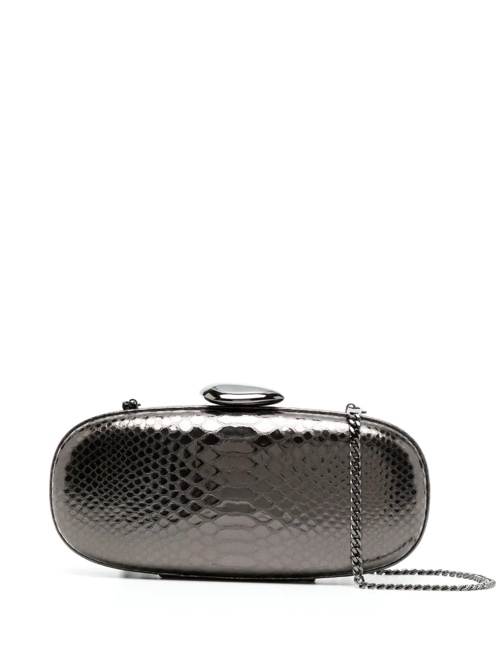 Michael Kors Small Tina Python-embossed Clutch Bag In Grey