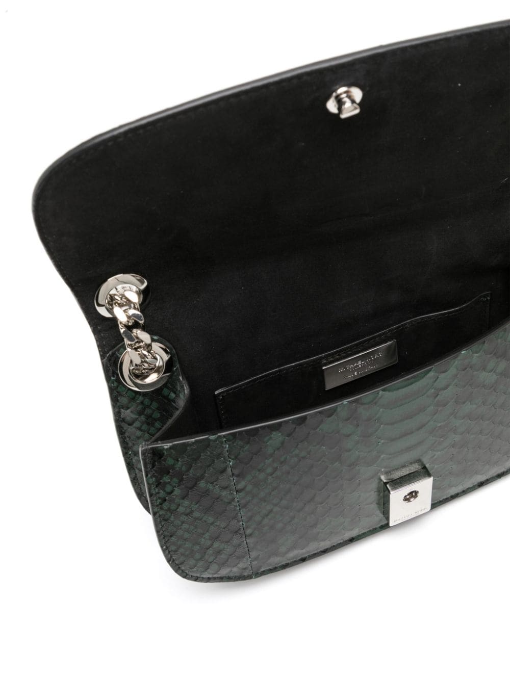Shop Michael Kors Christie Python-embossed Mini Bag In Green