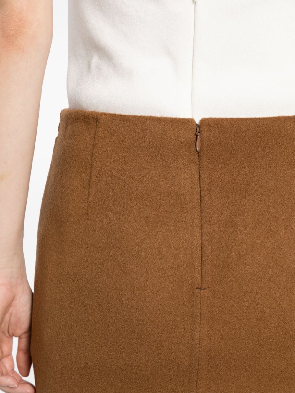 Shop Michael Kors Melton Virgin Wool Skirt In Brown