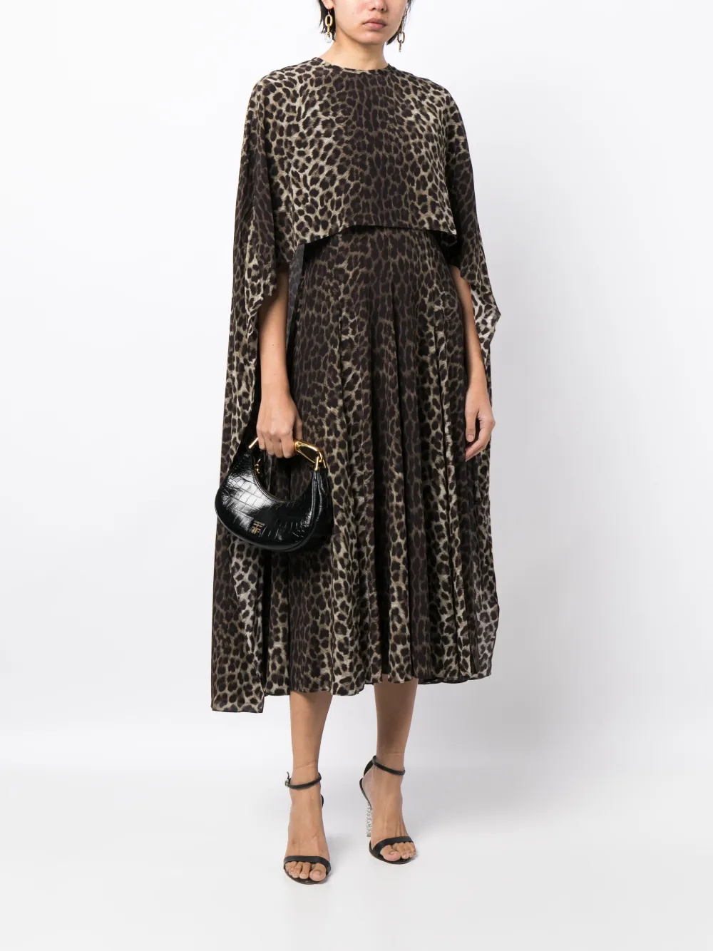 Shop Michael Kors Spine Leopard-print Dress In Brown