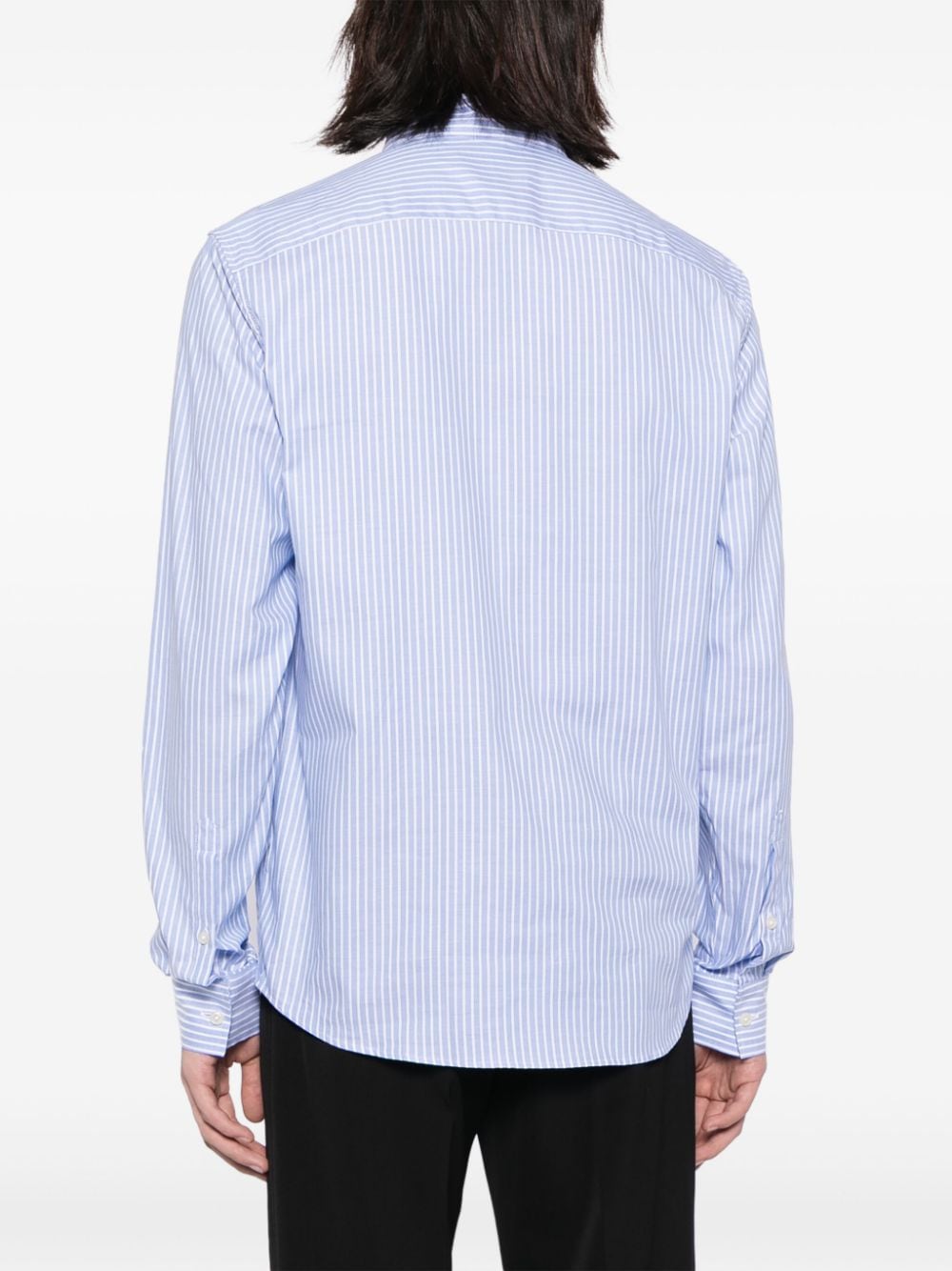 Shop Michael Kors Oxford Logo-embroidered Striped Shirt In Blue