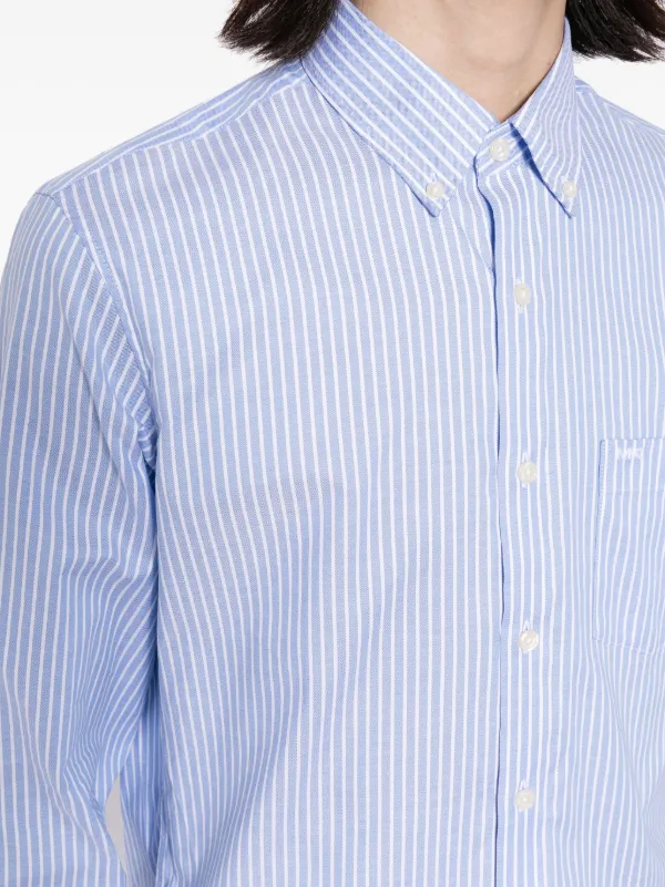 Michael Kors Oxford logo-embroidered Striped Shirt | Blue