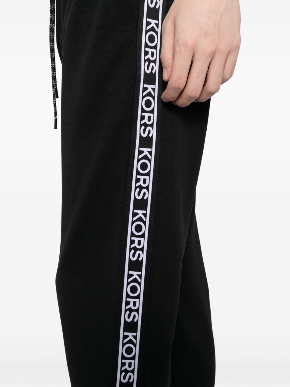 Shop Michael Kors Logo-print Strap Cotton Track Pants In Black