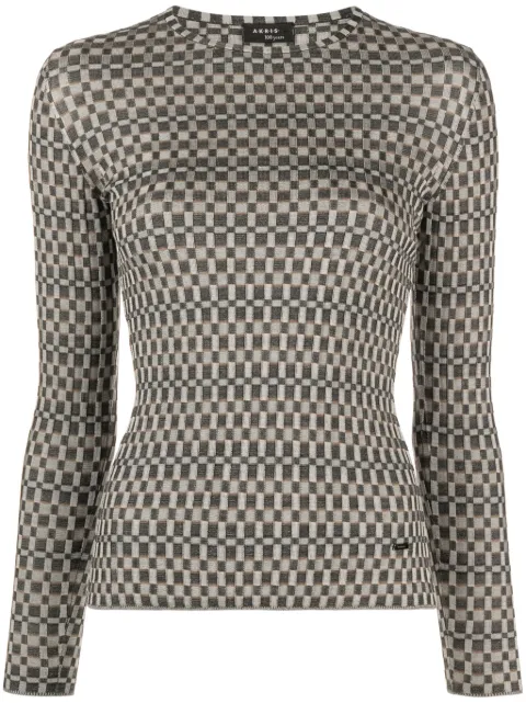Akris check-jacquard mulberry-silk top