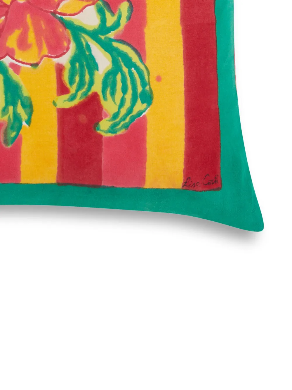 Shop Lisa Corti Camila Magenta Printed Cushion In Green