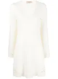 TWINSET floral-embroidered knitted minidress - Neutrals