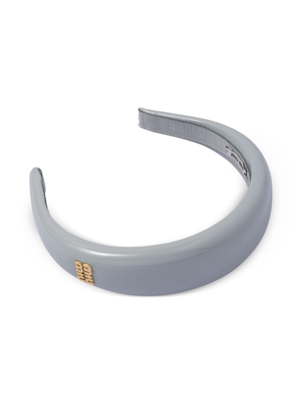 Shop Miu Miu Logo-plaque Leather Headband In Grey