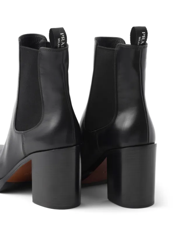 Prada Brushed Leather 85mm Ankle Boots Black FARFETCH GE