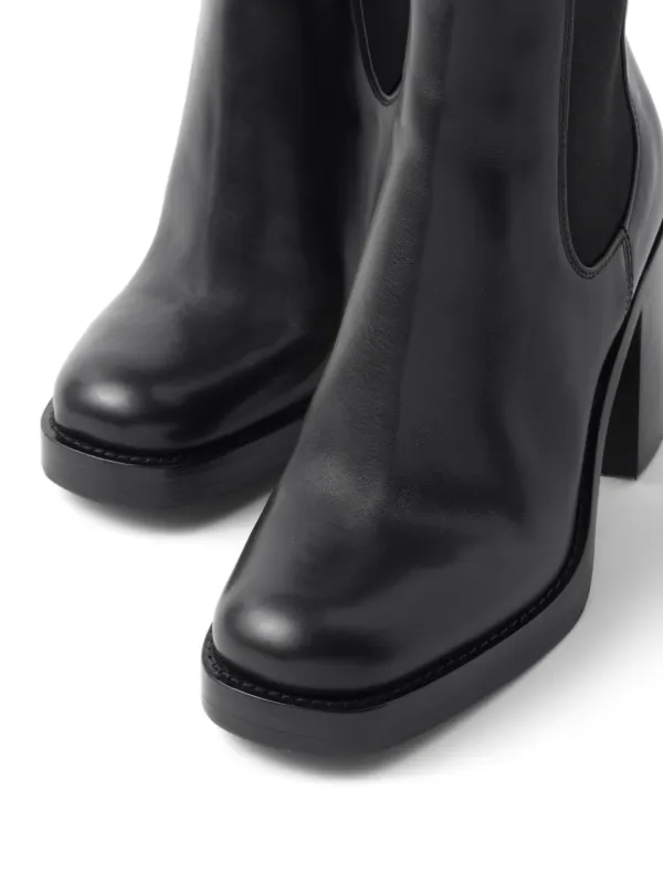 Prada レザーアンクルブーツ | ブラック | FARFETCH JP