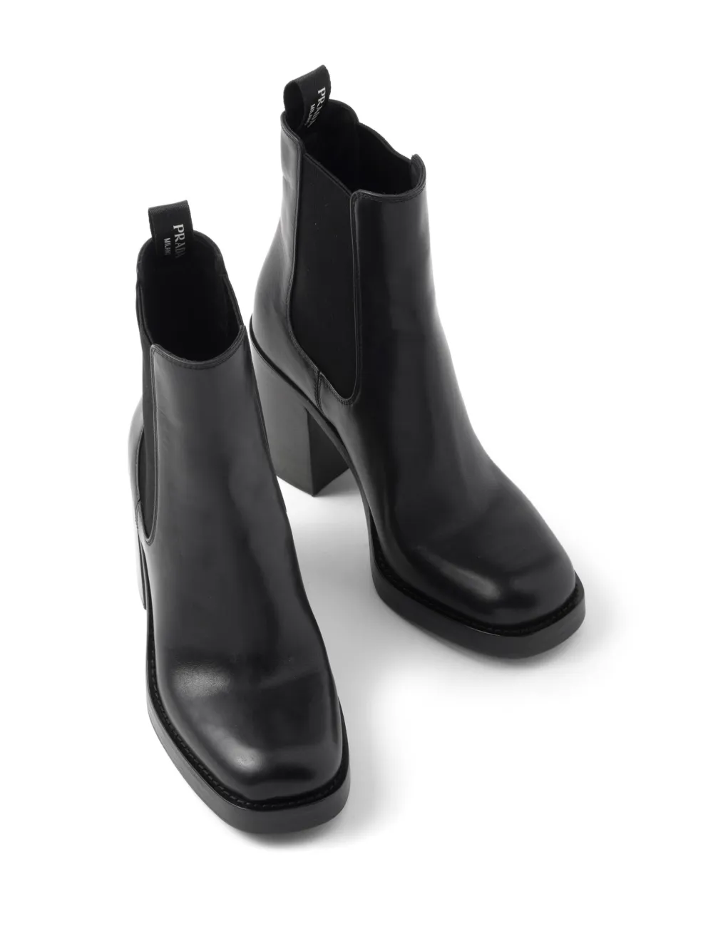 Shop Prada Brushed Leather 85mm Ankle Boots In Black