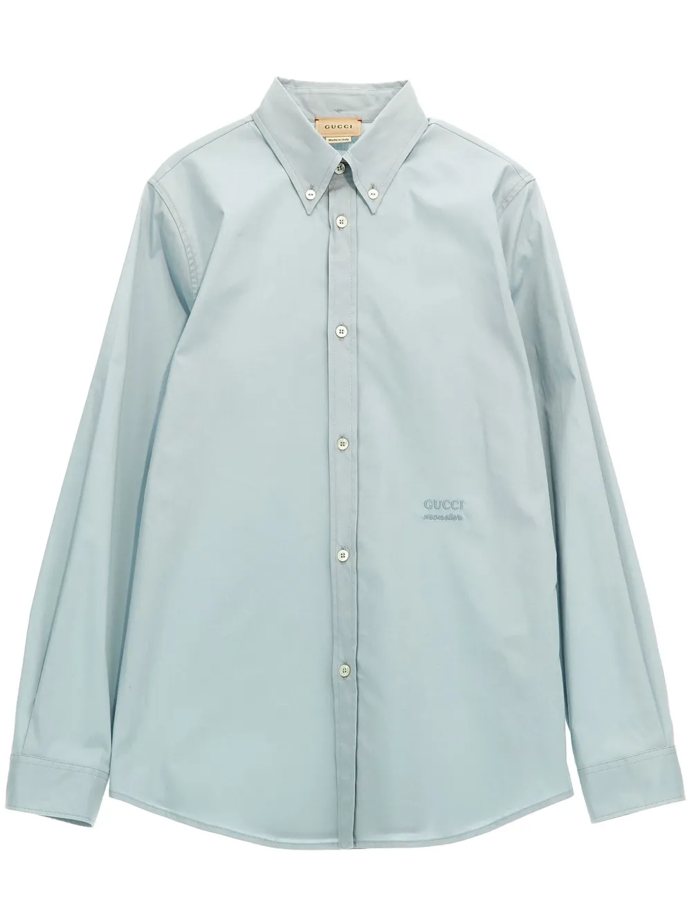 Gucci Kids logo-embroidered cotton shirt - Blue