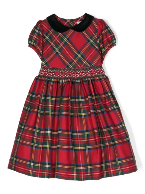 Siola tartan-check embroidered-waist midi dress