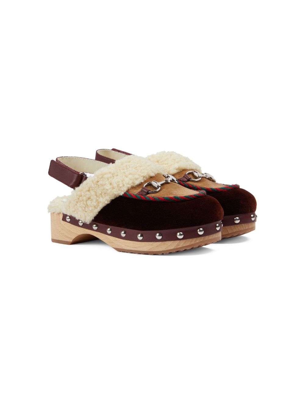 Image 2 of Gucci Kids Horsebit-detail velvet clogs