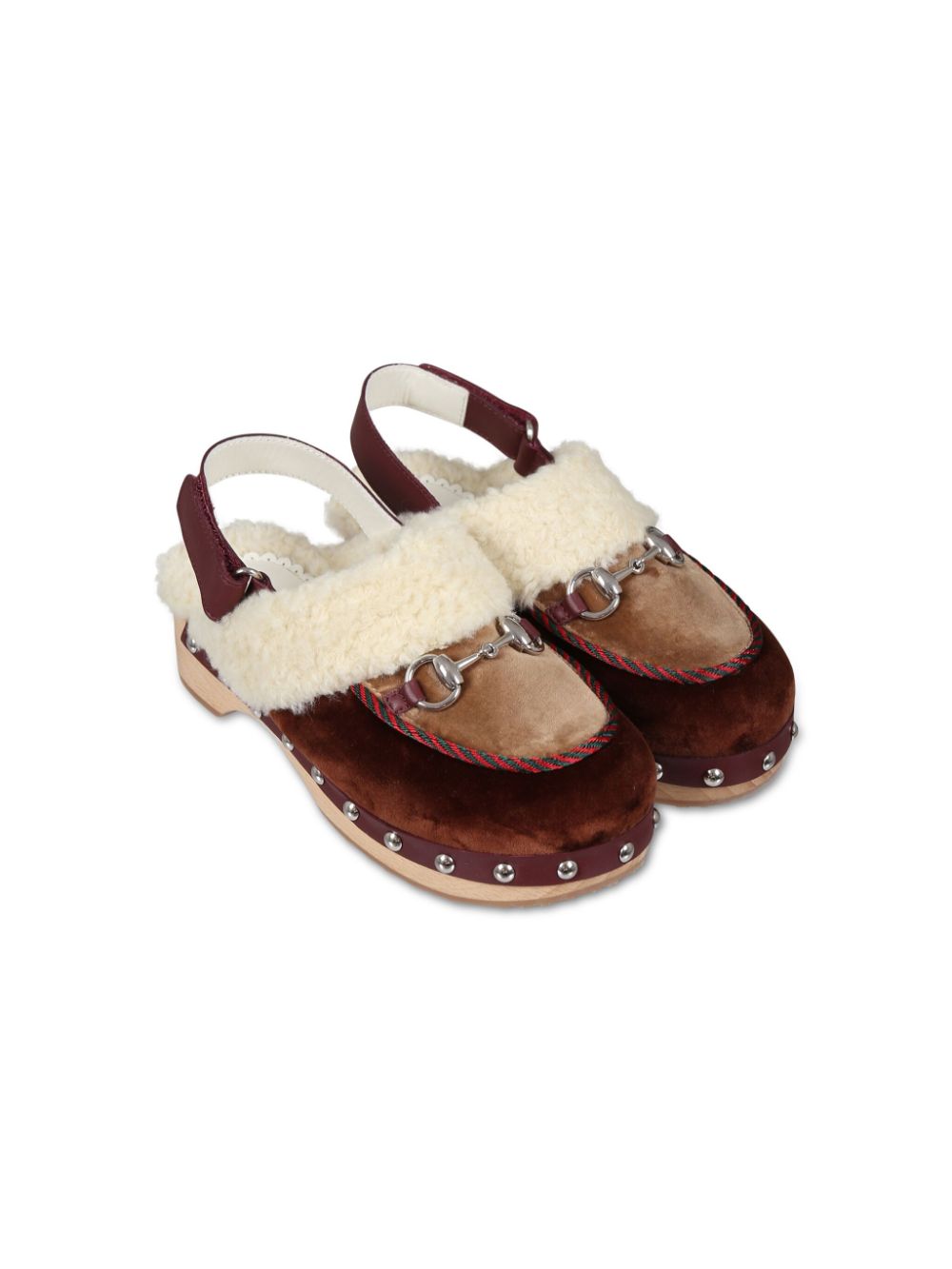 Gucci Kids Horsebit-embellished velvet clogs - Brown