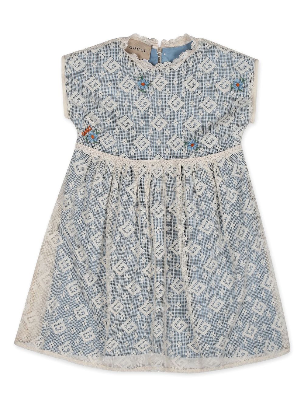 Gucci Kids GG macramé-detail cotton dress - Blue