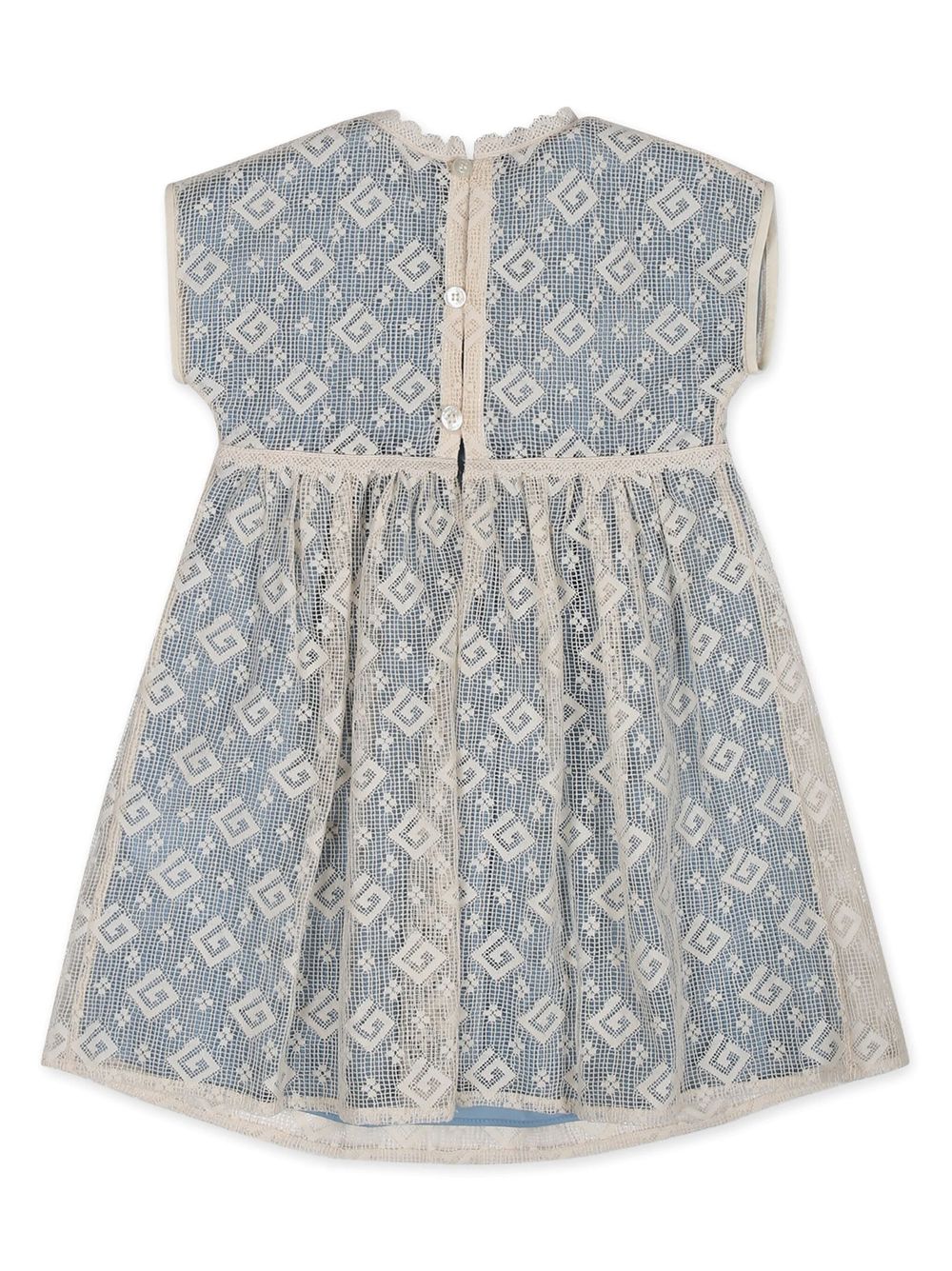 Gucci Kids GG macramé-detail cotton dress - Blue