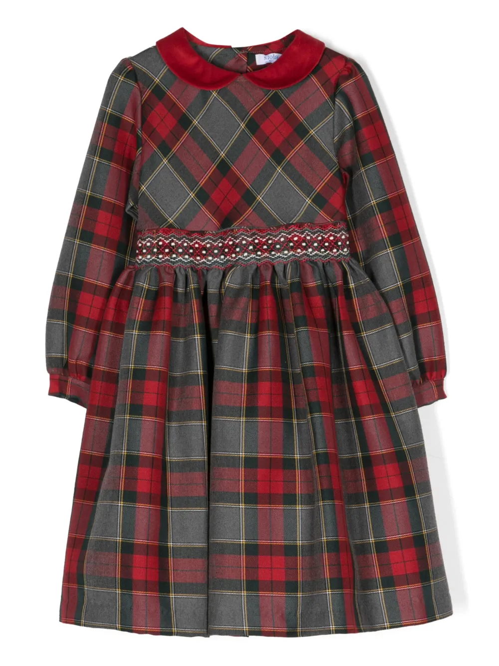 Siola robe brodée à motif tartan | gris | Image 1