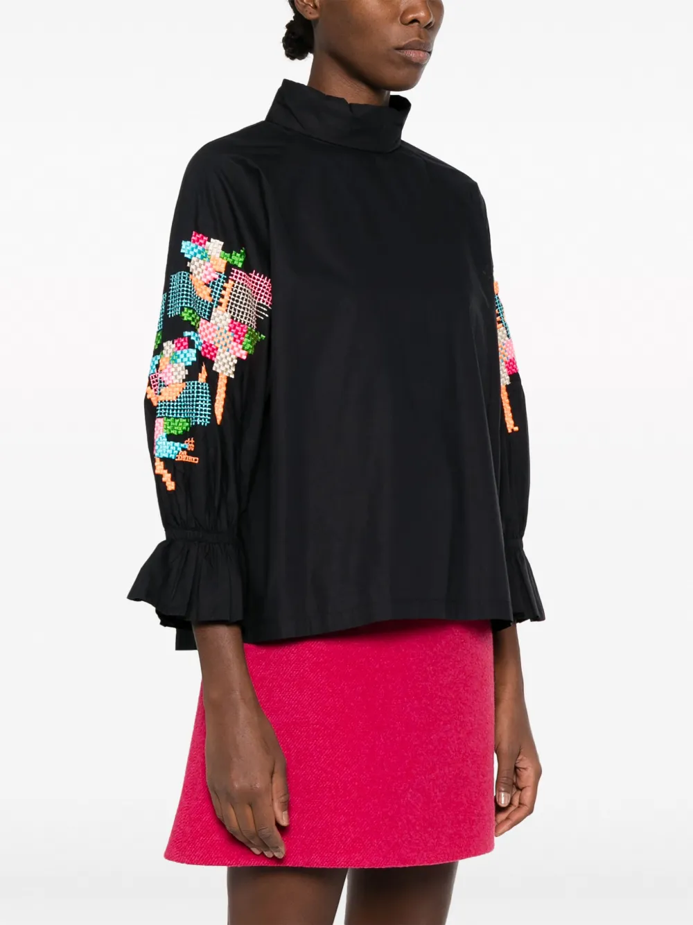Essentiel Antwerp Top met opstaande kraag Zwart
