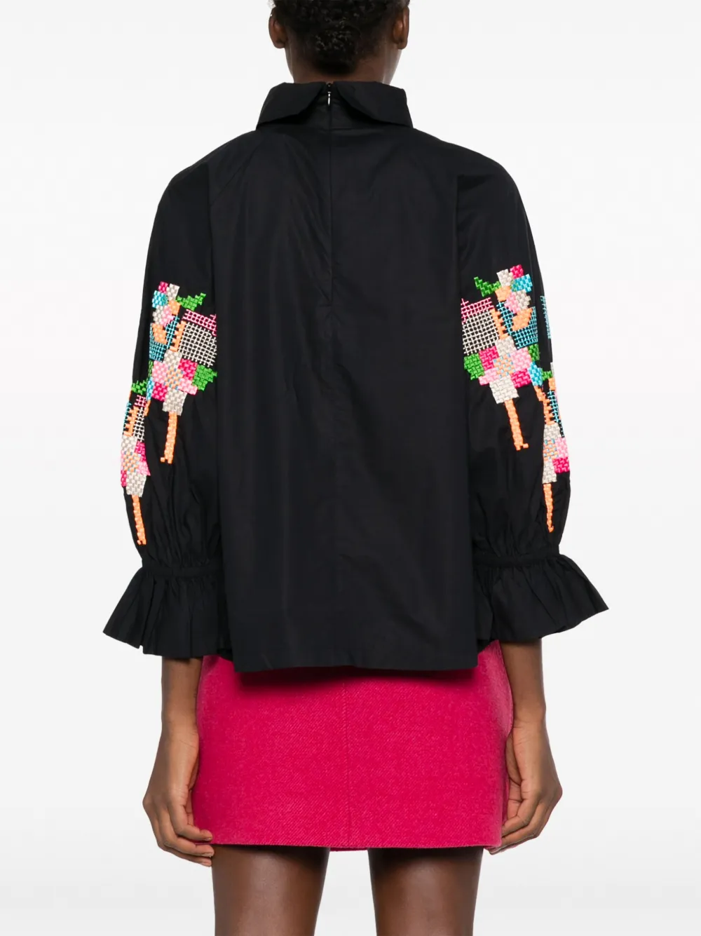 Essentiel Antwerp Top met opstaande kraag Zwart
