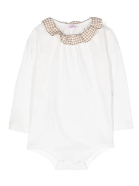 Il Gufo body con volantes en el cuello y motivo de cuadros gingham