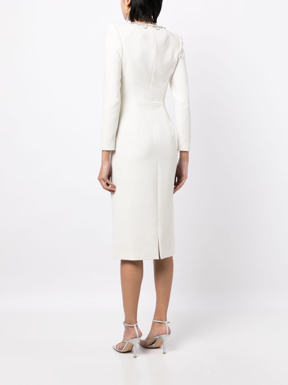 Shop Jenny Packham Juno Crystal-embellished Midi Dress In White