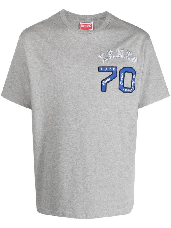 Kenzo logo embroidered Cotton T shirt Grey FARFETCH CA