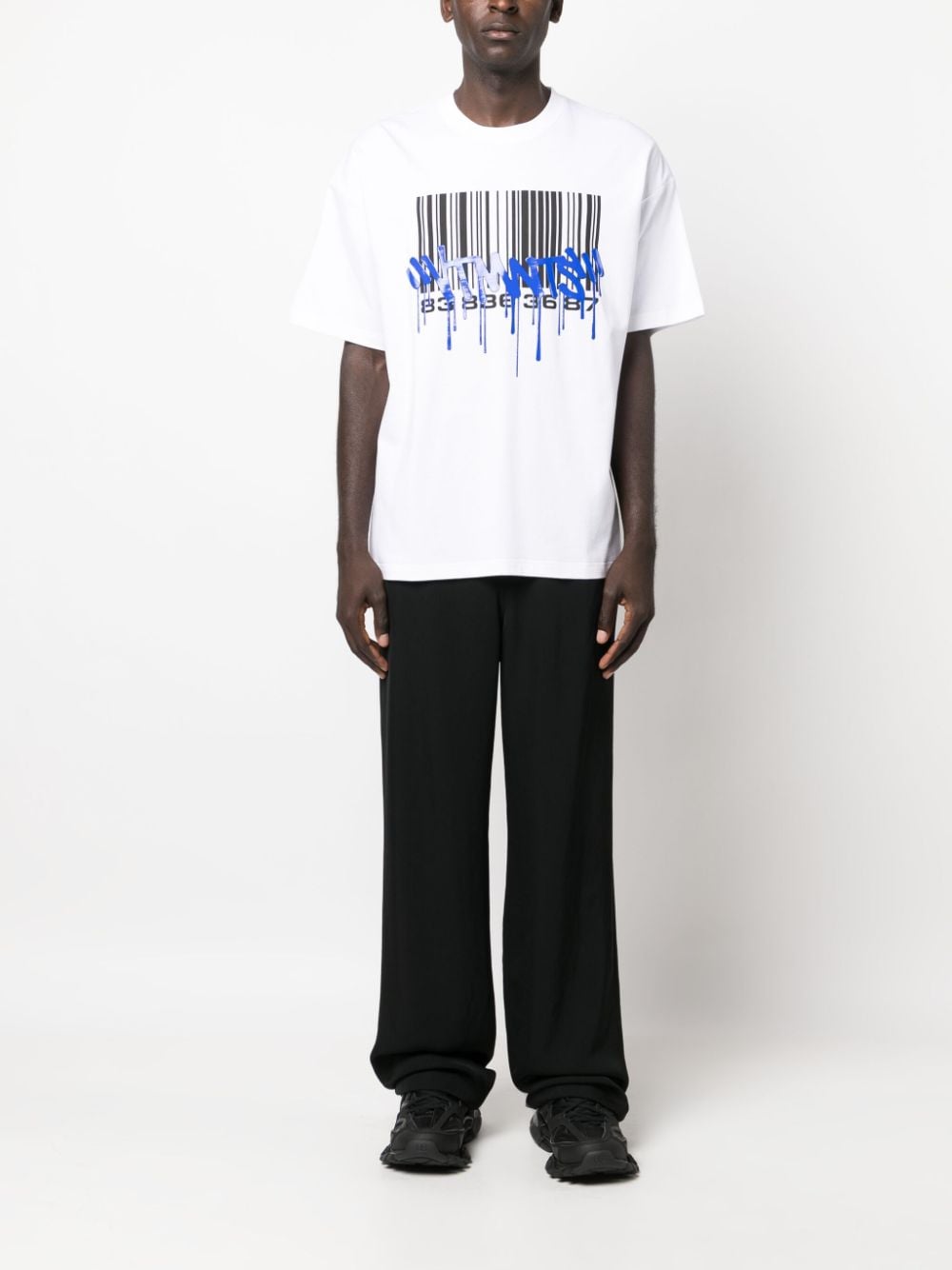 Shop Vtmnts Barcode-print Cotton T-shirt In White