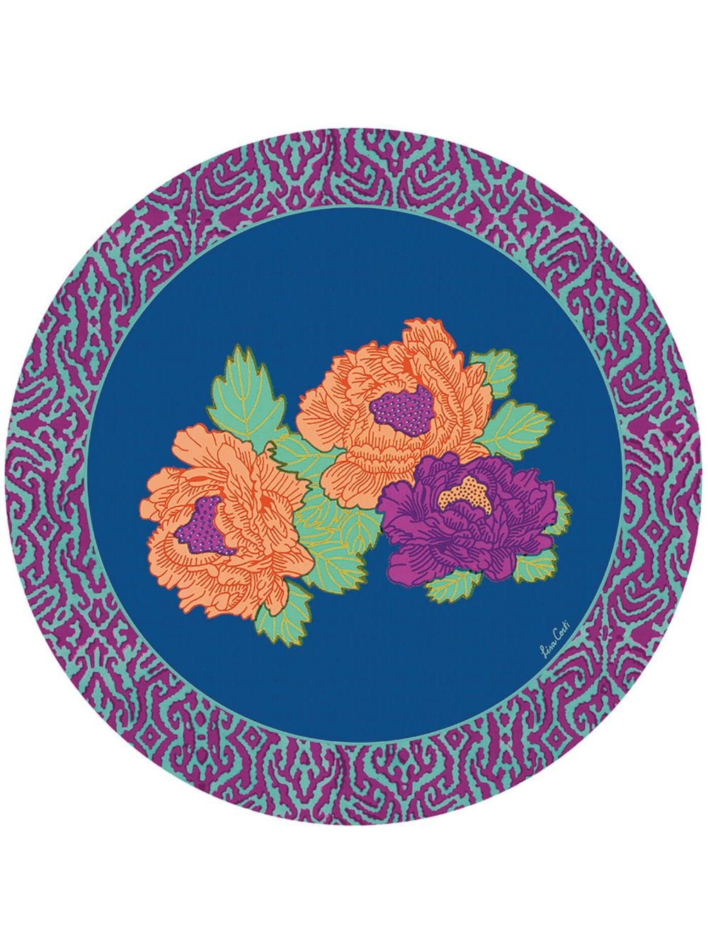 Lisa Corti Masonite Circular Placemat (set Of Two) In Blue